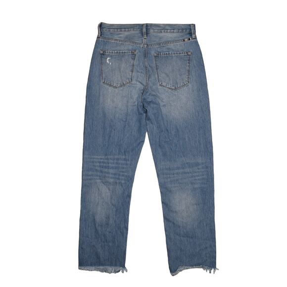 KANCAN $82 Meadow High Rise Straight Leg Denim Jean Distressed‎ Raw Hem Size 26 - Picture 2 of 3